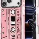Rosarnnah for iPhone 17 Pro Case Cute - Durable Shockproof 6.6 ft Drop Impact Phone Case - Funny Cassette Tape Design (6.3") Glitter Pink