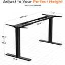 Huuger Dual Motor Electric Standing Desk Frame, Sit Stand up Desk Leg for 47.2 to 86.6 Desktop, Computer Desk Leg with Cable Tray, 3 Memory Height Presets, 2 Hooks, Black Frame Only