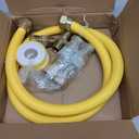 PLUMBINGMASTER 48" Flexible yellow Coated Corrugated line kit for Dryer Stove Range, Flexible Stainless Steel Gas Dryer Kit - 5/8" OD(1/2" ID) Dryer Gas Line with total 6 Connectors—— 3/4" MIP & 1/2"