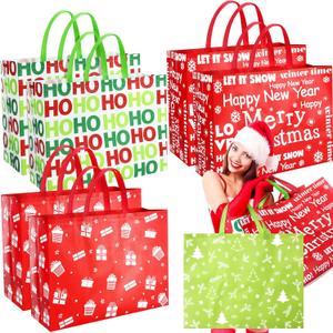 36 Pcs Extra Large Christmas Gift Tote Bags with Handles 19.69 x 7.09 x 14.96 Inches Giant Reusable Non Woven Jumbo Shopping Tote Bags Xmas Treat Wrapping Party Supplies(Snowflake)