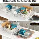 Dish Drying Rack, 2 Tier Dish Racks for Kitchen Counter, Compact Dish Drainer Rack, Detachable Dish Rack with Drainboard, Utensil Holder, Cup Holder for Small Space - White