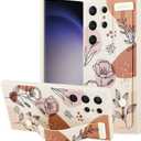 OOK Compatible with Samsung Galaxy S23 Ultra Case with Wrist Strap, White Flower Florals TPU Shockproof Protection Slim Silicone Flowers Cover with Camera Lens Protection for Women Girls, for 6.8inch