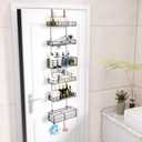 HapiRm Over Door Organizer Storage - Separable Door Organizer Hanging with 6 Metal Large Capacity Baskets for Bathroom Bedroom Kitchen Pantry Closet (Black)