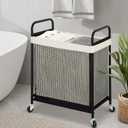 STO STO Laundry Hamper 2 Section, 100L Rolling Laundry Sorter Cart with Removable and Washable Liner Bag, Clothes Hamper with Wheels and Metal Handle for Laundry Room and Bedroom