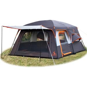 KTT Extra Large Tent 12-14 Person,Family Cabin Tents,2 Bay-Windows,2 Rooms and 3 Doors 3 Windows with Mesh,Waterproof,Straight Wall,Double Layer,Big Tent for Outdoor,Picnic,Camping