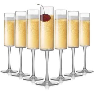 Lueumxc 16 Pack Acrylic Champagne Flutes, 5.5 Oz Unbreakable Goblet Glasses Reusable Champagne Toasting Cups - Modern & Elegant for Wedding Party Anniversary Christmas Birthday