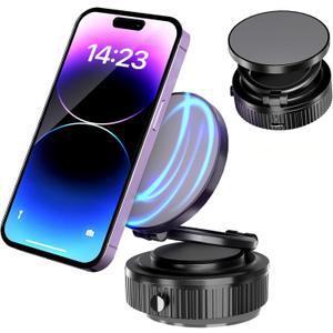 Vacuum Magnetic Car Phone Holder - 360 Rotation & 540 Adjustment, Universal Fit for All Vehicles & Smartphones, Anti-Slip Shockproof Design with Auto-Reinforcement Smart Suction
