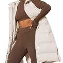 Inorin Womens Down Vest with Stand Collar Thick Hooded Sleeveless Long Coats Jacket (Medium, Beige)