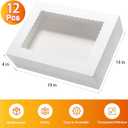 Wowxyz 12pcs 19x14x4 Inches Cake Boxes Rectangle Half Sheet 1/2 Sheet Bakery Boxes with Window - Donuts, Pastry Baking Cake, Pie White Cardboard Treat Packaging