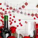 2 x LOAVER 36 Pcs Valentine's Day Heart Shaped Ornaments,Glitter Red Pink Silver Romantic Heart Hanging Baubles with Sweet Love Words for Valentines Tree Home Wedding Party