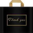 Thank You Plastic Shopping Bags for Small Businesses Extra Large Thick Bulk Merchandise Gift Bags with Handles for Customers Party Favors, Black 50 Pack