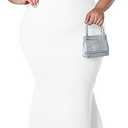 EKALIY 2025 Summer Women's Satin Off Shoulder Formal Dress Wedding Guest Elegant Butterfly Sleeve Split Cocktail Prom Midi Dresses, 2XL