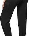 Casei Womens Cargo Pants, Wide Leg Yoga Pants High Waist Stretch Casual Pants with Pockets Business Travel Work (L)
