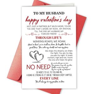 3 x Poem Love Card for Husband, Romantic Husband Valentines Day Card, Sweet Valentines Card for Husband from Wife