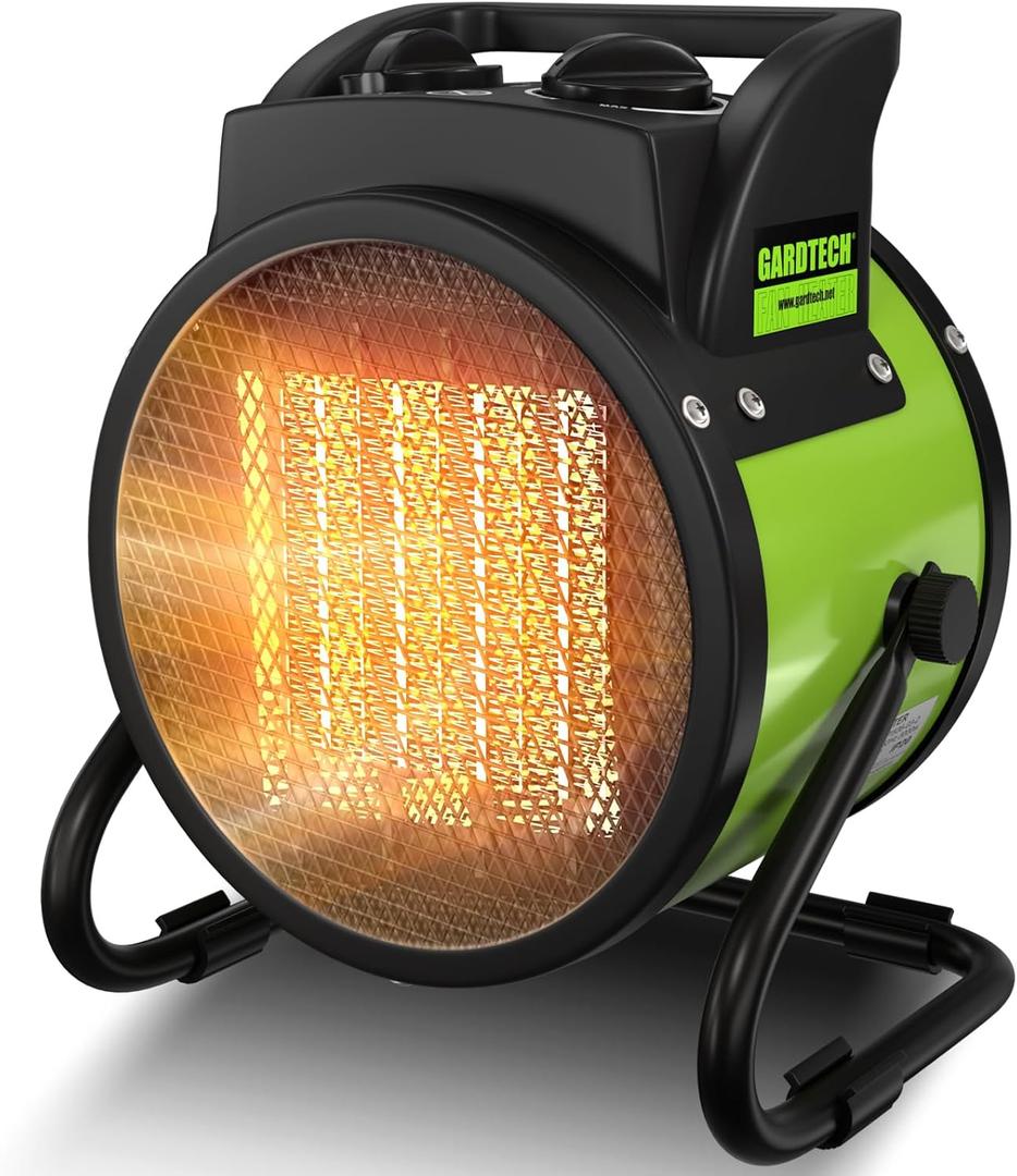 Gardtech Electric Space Heater for Indoor Use, Outdoor Heater with Overheat Protection, Fast Heat PTC Ceramic Portable Garage Heater for Workshop, Greenhouse (Green)