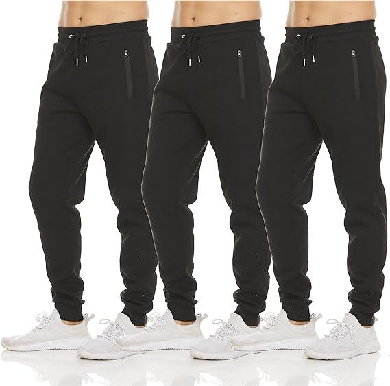 PURE CHAMP Mens Sweatpants 3 Pack Fleece Active Athletic Workout Jogger Sweatpants for Men with Zipper Pocket Size 3XL