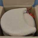 Storage Ottoman Vanity Stool Chair with Folding Back Teddy Velvet Makeup Chair Multifunctional Upholstered Footstool,4 Metal Legs with Anti-Slip Feet for Bedroom Living Room Entryway (Beige)