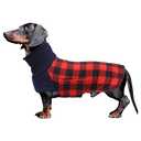 Geyecete Warm Thermal Quilted Dachshund Coat,High Neckine String Holes Dachshund jacketOutdoor Dog Apparel with Adjustable Bands for Small,Medium Dog-Red-S