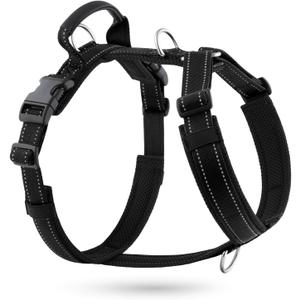 No Pull Dog Harness with Handle, Soft Mesh Padded Adjustable for Small Medium Large Dogs | Reflective Easy Walk Harness with Front Clip for Training, Running & Outdoor (Black, M)