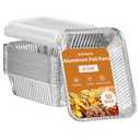 DORARA 8.5x6 Aluminum Pans with Clear Lids - 39 Pack, 2.25 LB Capacity - Disposable Tin Foil Pans, Food Containers for Heating, Baking Cake, Storing, Roasting, Homemade Breads - Meal Prep, Takeout