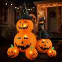 6Ft Halloween Inflatable Decorations Pumpkins Patch Lanterns with Black Cat with Build-in LEDs Blow Up Inflatables for Outdoor Decoration Balcony Home Lawn Patio (orange)