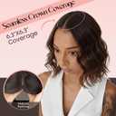 11 Inch Hair Topper for Women with Thinning Hair,Natural Short Wavy Clip-In Wig Topper with Curtain Bangs, Synthetic Hairpiece for Daily Wear(Brown Black)