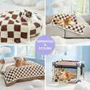 LE SURE Waterproof Dog Blanket for Medium Dogs - Washable Double Sided Dog Blankets with Warm Jacquard Shag and Soft Sherpa Fleece, Pet Cat Blanket for Couch Protection, 3D Textured Checks, Brown