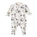 Minicoco Baby Cotton-Blend Velvet Footie, ong Sleeved Footed Jumpsuit, Soft Warm Baby Outfit for 012 Months Infants (White)
