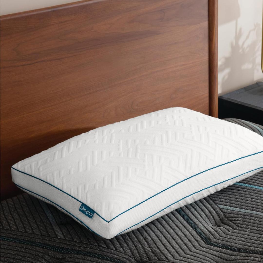 Beautyrest Deluxe Down Alternative Pillow King Size Medium Support for All Sleep Positions, Cooling InfiniCool Technology, Breathable & Removable Knit Cover, Premium Fiber-Blend Fill