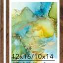 12x16 Frame Set of 2 with 10x14 Mat, for 30 x 40cm Diamond Art Painting, Display Photo 10 x 14 with Mat or 12 x 16 without Mat, Wood Large 12 by 16 Picture Frame for Wall Hanging, Deep Brown, 2 Packs