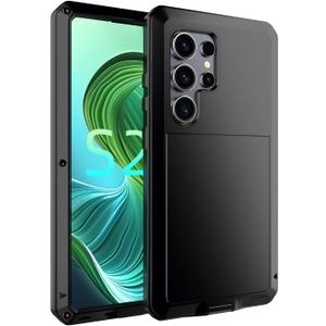 Samsung Galaxy S25 Ultra Case,Built-in HD Screen Protector Luxury Metal Extreme Shockproof Military Bumper Heavy Duty Cover Shell Case for Samsung Galaxy S25 Ultra (Black)