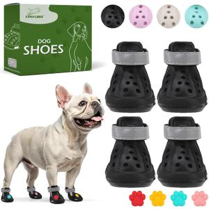 Dog Shoes for Hot Pavement - Non-Slip Summer Dog Booties for Small Medium Large Dogs, Reflective Pet Boots & Paw Protectors, Easy ON & Off, Waterproof and Easy-Clean for Beach Outdoor (Black, M) (Size 5/M (Paw Width:1.77"-1.96"))