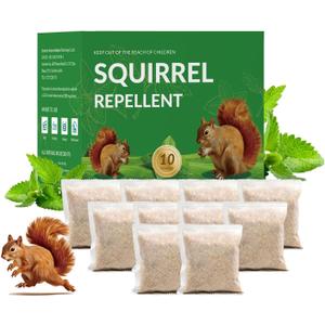 Squirrel Repellent, Chipmunk Repellent Outdoor, 10 Pack Squirrel Deterrent for Attic, Chipmunk Deterrent for Garden, Keep Squirrels Away for Car, Indoor Repellents Squirrel Pouches for Potted Plant