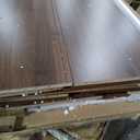 KEIKI Fold-Out Home Office Desks Writing Table with Glass Doors, Drawers, Bookshelf & Storage Shelves, Modern Wooden Convertible Workstation for Work, Study (Walnut)