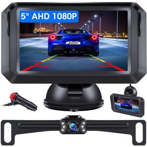 5" AHD 1080P Back Up Camera for Cars Back Up Camera Systems for Truck Backup Camera with Monitor 6 LEDs Night Vision 5 Guide Lines 140 Wide Angle IP68 Reverse Camera Rear View Camera for Vehicle