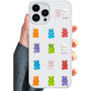 UnnFiko Cute Clear Phone Case for iPhone 16 Pro Max, Super Kawaii Cartoon Bears, Funny Creative Soft Protective Phone Cases Cover for iPhone 16 Pro Max(Bears)