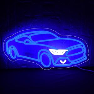 Car Neon Sign for Wall Decor Led Car Sign for Auto Room Garage Repair Shop LED Wall Signs for Boys Space Man Cave Playroom Dad Kids Husband Birthday Christmas Dccor Size 16.1 * 8.2 inches(JTD201) (Blue)