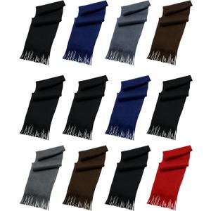 12 Pack Fleece Winter Scarves, Warm Winter Scarf Multi-color Bulk Wholesale, Unisex Men Women (Assorted)
