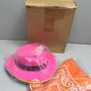 Hercicy 36 Pcs 18 Set Western Cowboy Hat and Paisley Bandana for Women Men Neon Sparkly Mafia Party Decor Adult Colorful Gangster Hats for Cosplay Music Disco 80's Party Props Favors