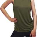 Womens Workout Yoga Tops Open Back Shirts Tie Back Tank Tops with Adjustable Fit (Green, S)