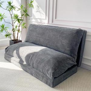 MAXYOYO Folding Sofa Bed, Extra Thick and Long Floor Sofa Convertible Sleeper Chair with Washable Cover, Floor Couch Lounge Bean Bag Bed for Living Room, Dark Grey, 39x95 Inch