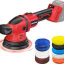 VERVEWAVE Cordless Buffer Polisher Kit for Milwaukee 18V/M18 Battery (No Battery), 6-Inch Orbital Car Polisher 6 Speed 18005500 RPM, 17PCS Polishing Accessories, for Car Polishing/Waxing (Tool Only) (Red)