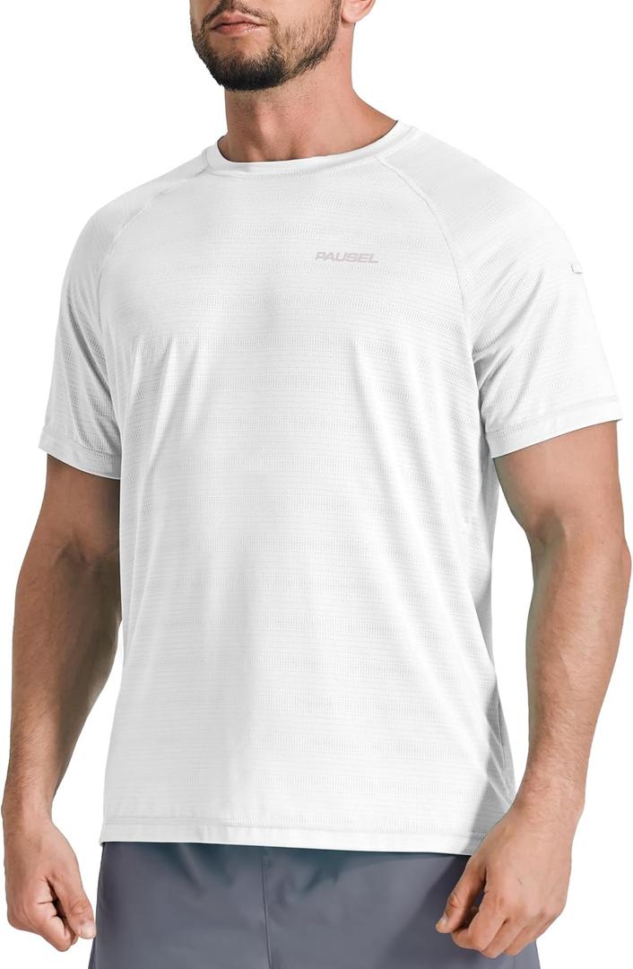 Men's Workout Short Sleeve Athletic Gym Shirts UPF 50+ Sun Protection Quick Dry Swim Shirt Summer Tshirts for Beach (XX-Large, White)