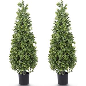 Artificial Boxwood Topiary Tree 3FT Fake Topiary Tree Faux Potted Topiary Plant for Porch Home Garden Decor 2Pack