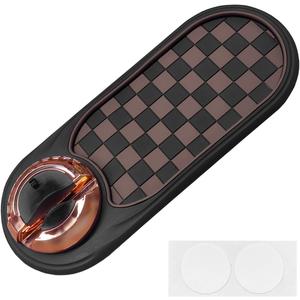 Multifunction Car Anti-Slip Mat, Rotatable Temporary Parking Number, Universal Auto Dashboard Organizer Pad Accessory for Phones, Sunglasses, Keys (Brown/Gold)