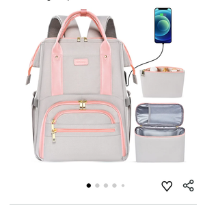 Kaome Lunch Backpack 15.6 Inch Laptop Backpack for Women with USB Port Nurse Gift Teacher Work Backpack Cooler Insulated Lunch Bag Waterproof Daypacks for Work Picnic Travel Anti-theft