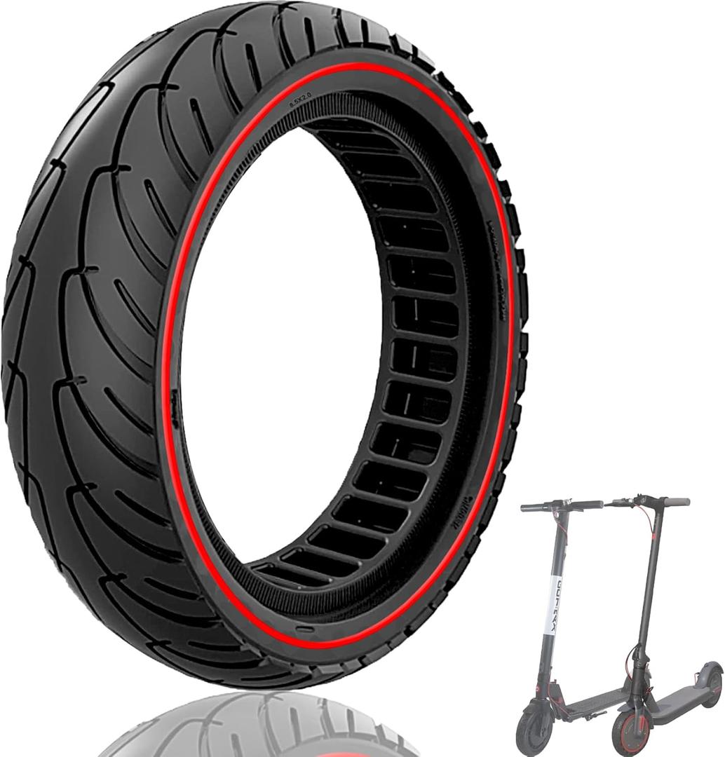 8.5x2.0 Inch Tubeless Tire, Fit for Xiaomi m365/pro Aovopro ES80 MOTORAUX Hurtle iScooter i9/ i8 Electric Scooter Front Rear Tire, 50/75-6.1 8 1/2x2 General Solid Tire, Red 1pc