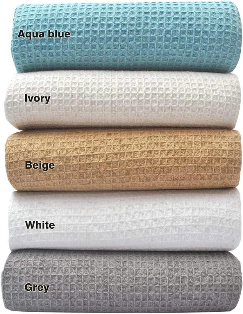 Tex Trend White Waffle Blankets  100% Cotton Blankets Queen Size  Breathable and Soft for Summer Spring  Suitable for Bed Layering, Sofa and Couch (90x90)