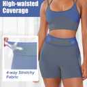 Striped Biker Shorts for Women 4" Seamless Stretchy High-Waisted Ribbed Workout Bottoms No Front for Yoga (L)