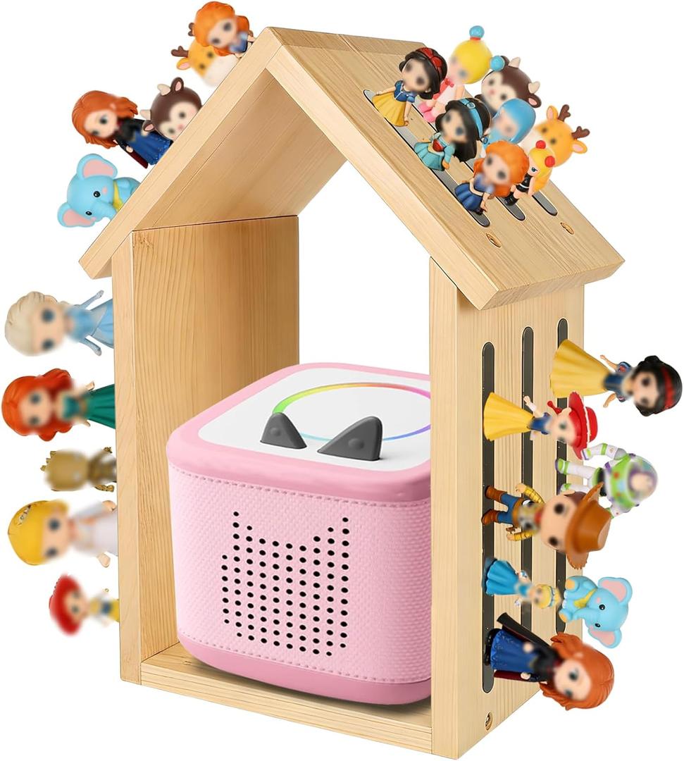 For Tonies Shelf Magnetic Wall-Mount/Desktop House-Shaped Floating Storage Shelf, Wooden Display Organizer for Tonies Storage, Figure Organizer Rack for 12-40 Figurines Collection